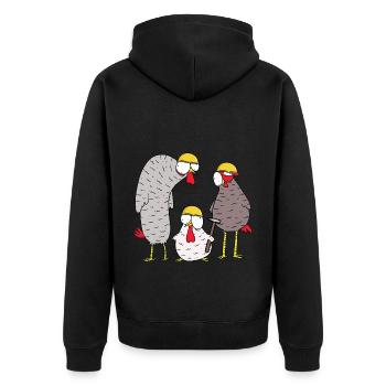Baustelle Bauen Bauherr Einsatz Team Hammer - Unisex Premium Bio Zip Hoodie - Schwarz - Hinten - Nico (187cm)