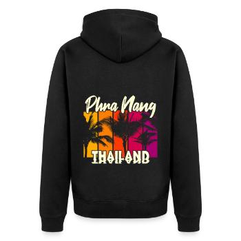 Phra Nang Thailand - Unisex Premium Bio Zip Hoodie - Schwarz - Hinten - Nico (187cm)
