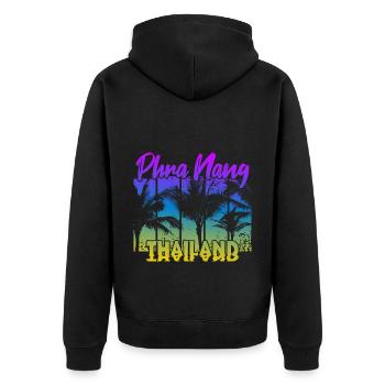 Phra Nang Thailand - Unisex Premium Bio Zip Hoodie - Schwarz - Hinten - Nico (187cm)