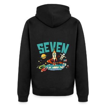 Célébration du 7e anniversaire Outerspace Happy Bday - Veste à capuche bio Premium Unisexe - noir - Dos - Nico (187cm)