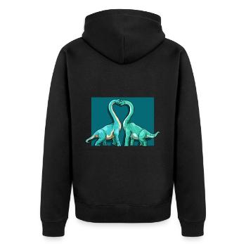 Brachiosaurus Dinosaurier Herz Paar Liebe - Unisex Premium Bio Zip Hoodie - Schwarz - Hinten - Nico (187cm)