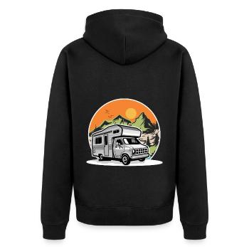 Camping Camper Campen - Unisex Premium Bio Zip Hoodie - Schwarz - Hinten - Nico (187cm)
