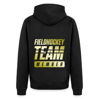 Fieldhockey Team - Unisex Premium Bio Zip Hoodie - Schwarz - Hinten - Nico (187cm)