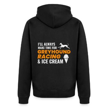 Greyhound Racing Ice Cream Dog Pet Race Animal - Unisex Premium Organic Zip Hoodie - black - Back - Nico (187cm)