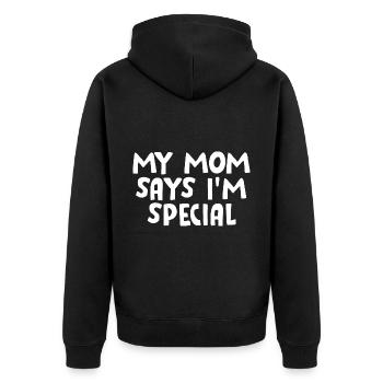 My Mom Says I'm Special 3 - Unisex Premium Organic Zip Hoodie - black - Back - Nico (187cm)