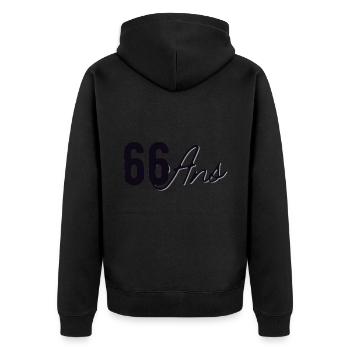 66 Ans - Veste à capuche bio Premium Unisexe - noir - Dos - Nico (187cm)
