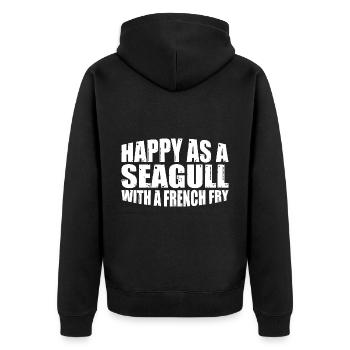 Happy As A Seagull With A French Fry 4 - Unisex Premium Organic Zip Hoodie - black - Back - Nico (187cm)
