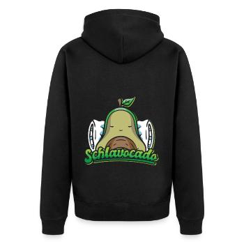 Schlavocado Avocado - Unisex Premium Bio Zip Hoodie - Schwarz - Hinten - Nico (187cm)