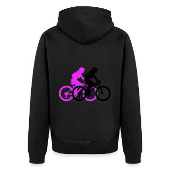 VTT Vélo Femme Silhouette - Veste à capuche bio Premium Unisexe - noir - Dos - Nico (187cm)