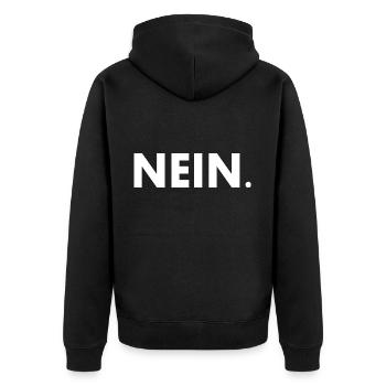 Nein - Unisex Premium Bio Zip Hoodie - Schwarz - Hinten - Nico (187cm)