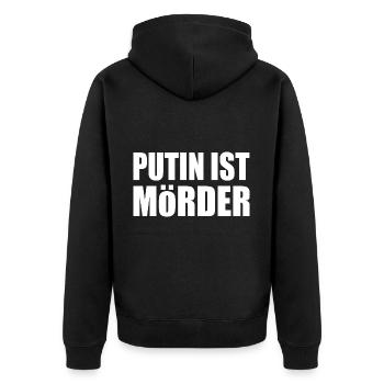 Putin is murderous - Unisex Premium Organic Zip Hoodie - black - Back - Nico (187cm)