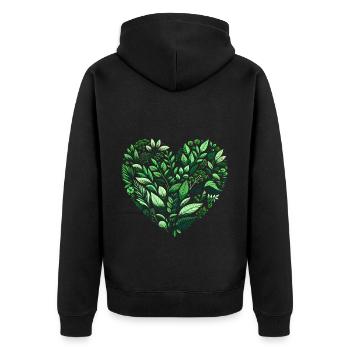 Pflanzen Herz - Unisex Premium Bio Zip Hoodie - Schwarz - Hinten - Nico (187cm)
