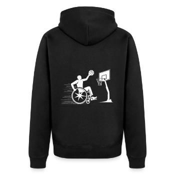 Cadeau de basketball en fauteuil roulant - Veste à capuche bio Premium Unisexe - noir - Dos - Nico (187cm)