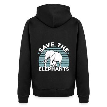 Save the Elephants Wildlife Safari Zookeeper - Unisex Premium Organic Zip Hoodie - black - Back - Nico (187cm)