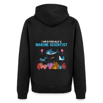 Official Marine Scientist Marine Biologist - Unisex Premium Organic Zip Hoodie - black - Back - Nico (187cm)