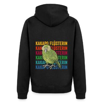 Kakapo Flüsterin Retro Papagei - Unisex Premium Bio Zip Hoodie - Schwarz - Hinten - Nico (187cm)