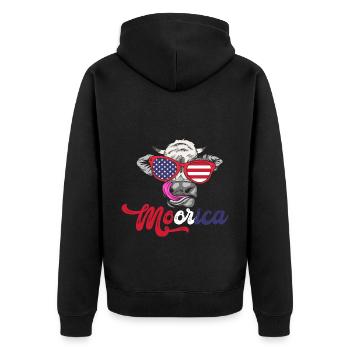 Moorica Cow USA Drapeau - Veste à capuche bio Premium Unisexe - noir - Dos - Nico (187cm)