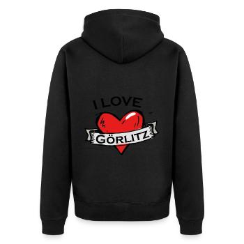 Görlitz - Ich liebe Stadtnamen in Tattoo Stil - Unisex Premium Bio Zip Hoodie - Schwarz - Hinten - Nico (187cm)