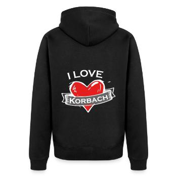 Korbach - Ich liebe Stadtnamen in Tattoo Stil - Unisex Premium Bio Zip Hoodie - Schwarz - Hinten - Nico (187cm)
