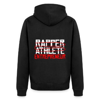 Rappeur Athlète Entrepreneur 20 - Veste à capuche bio Premium Unisexe - noir - Dos - Nico (187cm)