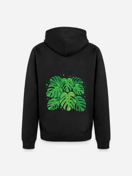 Monstera Deliciosa - Unisex Premium Organic Zip Hoodie - black