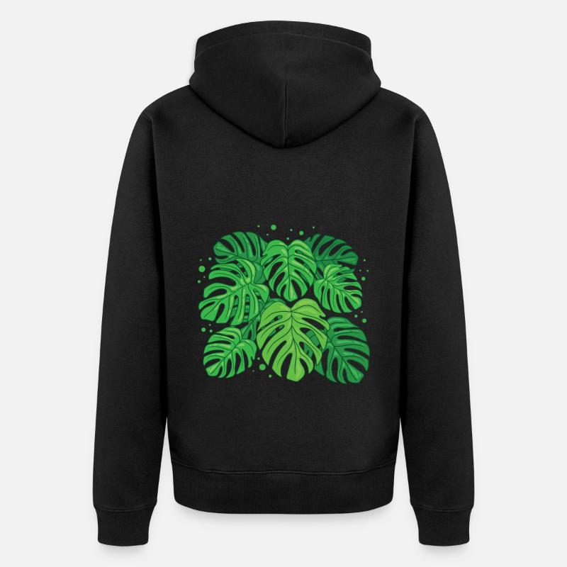 Monstera Deliciosa - Unisex Premium Organic Zip Hoodie - black