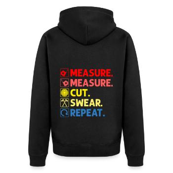 Measure Cut Swear Repeat Carpenter - Unisex Premium Organic Zip Hoodie - black - Back - Nico (187cm)