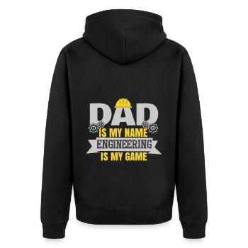 Engineer Dad - Unisex Premium Organic Zip Hoodie - black - Back - Nico (187cm)