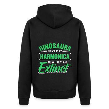 Mundharmonika Mundorgel Mundharmonikaspieler - Unisex Premium Bio Zip Hoodie - Schwarz - Hinten - Nico (187cm)