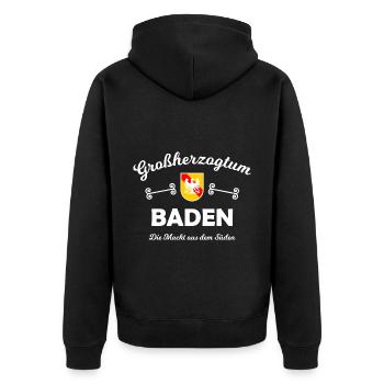Das schöne Badnerland - Unisex Premium Bio Zip Hoodie - Schwarz - Hinten - Nico (187cm)