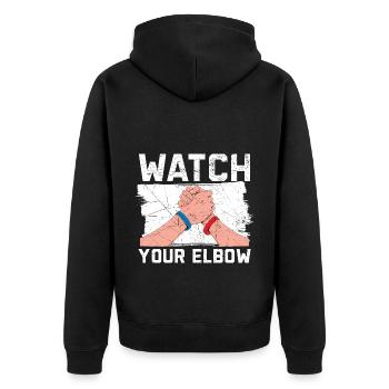 Pass auf deinen Ellbogen auf Arm Wrestling Arm Wre - Unisex Premium Bio Zip Hoodie - Schwarz - Hinten - Nico (187cm)