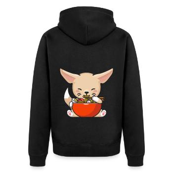 Fennec Fox mange des nouilles ramen Fennec Renards - Veste à capuche bio Premium Unisexe - noir - Dos - Nico (187cm)