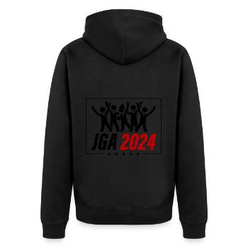 Junggesellen Abschied 2024 - Unisex Premium Bio Zip Hoodie - Schwarz - Hinten - Nico (187cm)