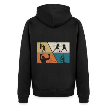 Boxing - Unisex Premium Organic Zip Hoodie - black - Back - Nico (187cm)