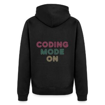 Coding Mode On 14 - Unisex Premium Bio Zip Hoodie - Schwarz - Hinten - Nico (187cm)