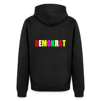 Demokrat - Unisex Premium Bio Zip Hoodie - Schwarz - Hinten - Nico (187cm)
