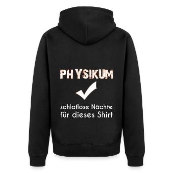 Physikum Medizinstudent - Unisex Premium Bio Zip Hoodie - Schwarz - Hinten - Nico (187cm)