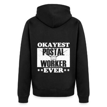 Der beste Postangestellte aller Zeiten Briefträger - Unisex Premium Bio Zip Hoodie - Schwarz - Hinten - Nico (187cm)