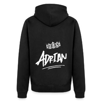 Adrian - Unisex Premium Organic Zip Hoodie - black - Back - Nico (187cm)