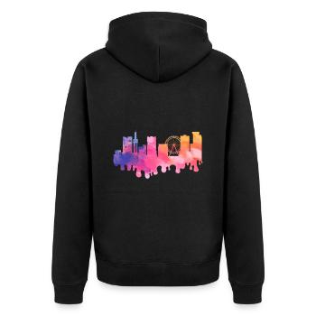 Birmingham Angleterre UK City Skyline Splash Coloré - Veste à capuche bio Premium Unisexe - noir - Dos - Nico (187cm)