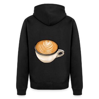 Kaffee Cappuccino Farn - Unisex Premium Bio Zip Hoodie - Schwarz - Hinten - Nico (187cm)