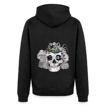 Horreur Halloween Spider Skull Champignons d’automne - Veste à capuche bio Premium Unisexe - noir - Dos - Nico (187cm)
