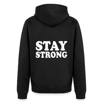 Stay strong - Veste à capuche bio Premium Unisexe - noir - Dos - Nico (187cm)
