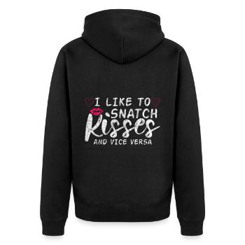I Like To Snatch Kisses And Vice Versa 3 - Unisex Premium Organic Zip Hoodie - black - Back - Nico (187cm)