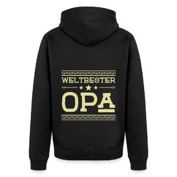 Weltbester Opa - Unisex Premium Bio Zip Hoodie - Schwarz - Hinten - Nico (187cm)