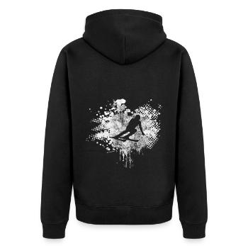 Spritzer - Skiing - (2) - Unisex Premium Organic Zip Hoodie - black - Back - Nico (187cm)