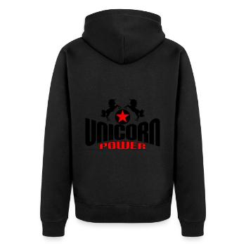Einhorn Power - Unisex Premium Bio Zip Hoodie - Schwarz - Hinten - Nico (187cm)