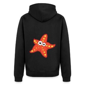 Cartoon-Seestern in Rot auf T-Shirts - Unisex Premium Bio Zip Hoodie - Schwarz - Hinten - Nico (187cm)