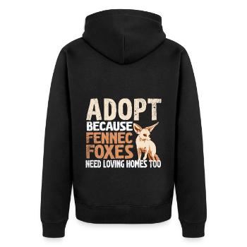 Adopt Fennec Foxes Loving Houses Fennec - Unisex Premium Organic Zip Hoodie - black - Back - Nico (187cm)