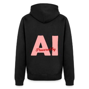 Powered by AI - Unisex Premium Organic Zip Hoodie - black - Back - Nico (187cm)